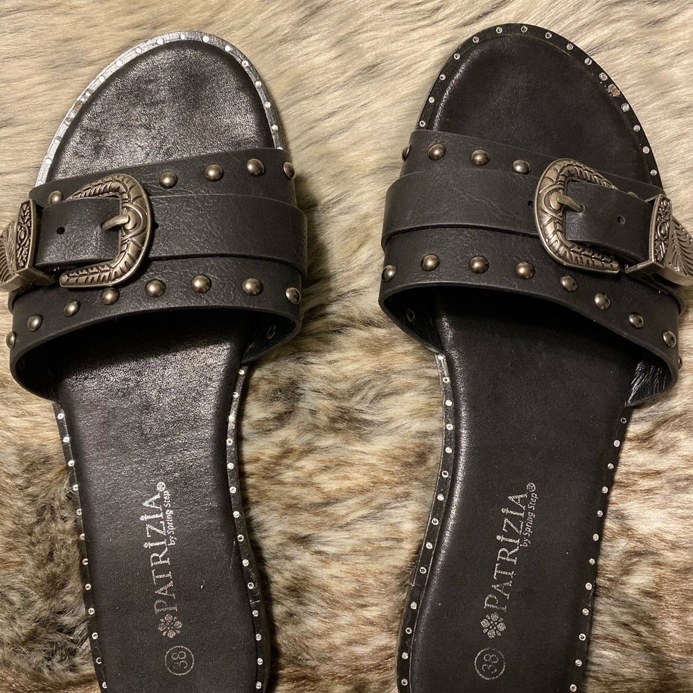 Black buckle sandals